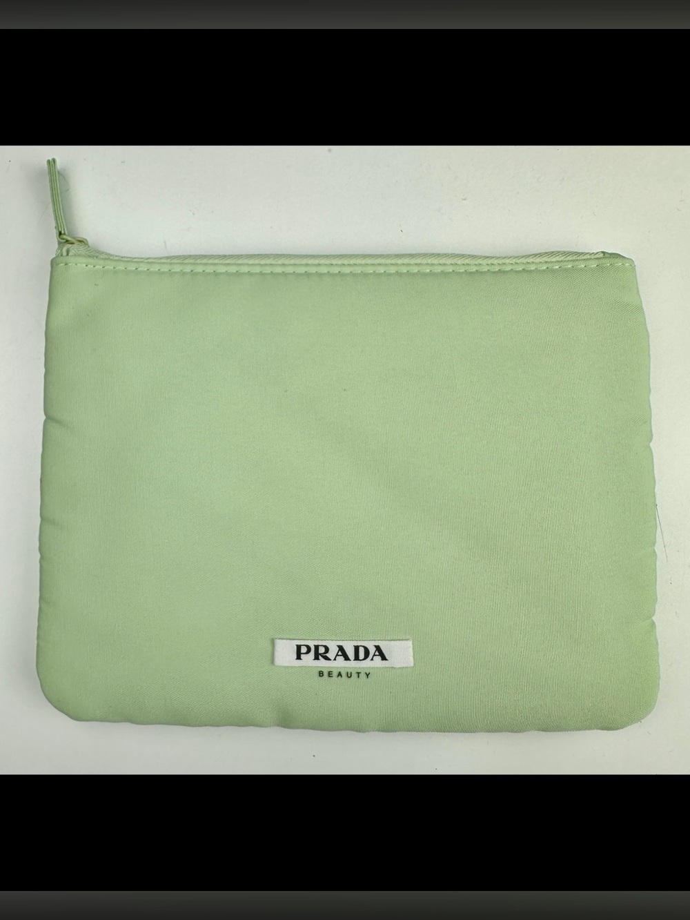 Prada Beauty Mint Green Cosmetic Makeup Bag Zip Pouch NEW